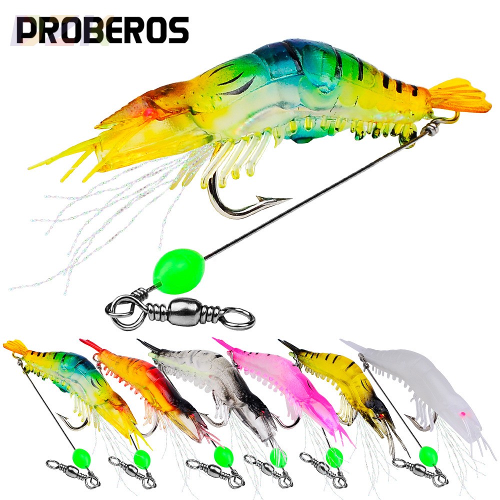 路亚软饵夜光仿生虾7cm 5.8g软虾带钩假虾路亚饵鲈鱼黑鱼翘嘴通.6