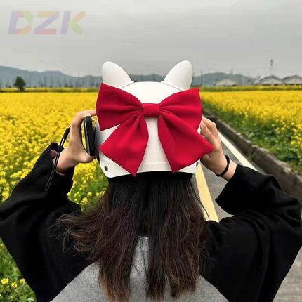 蝴蝶结电动车头盔女款可爱搞怪3c认证电瓶车骑行安全帽四季通用.6