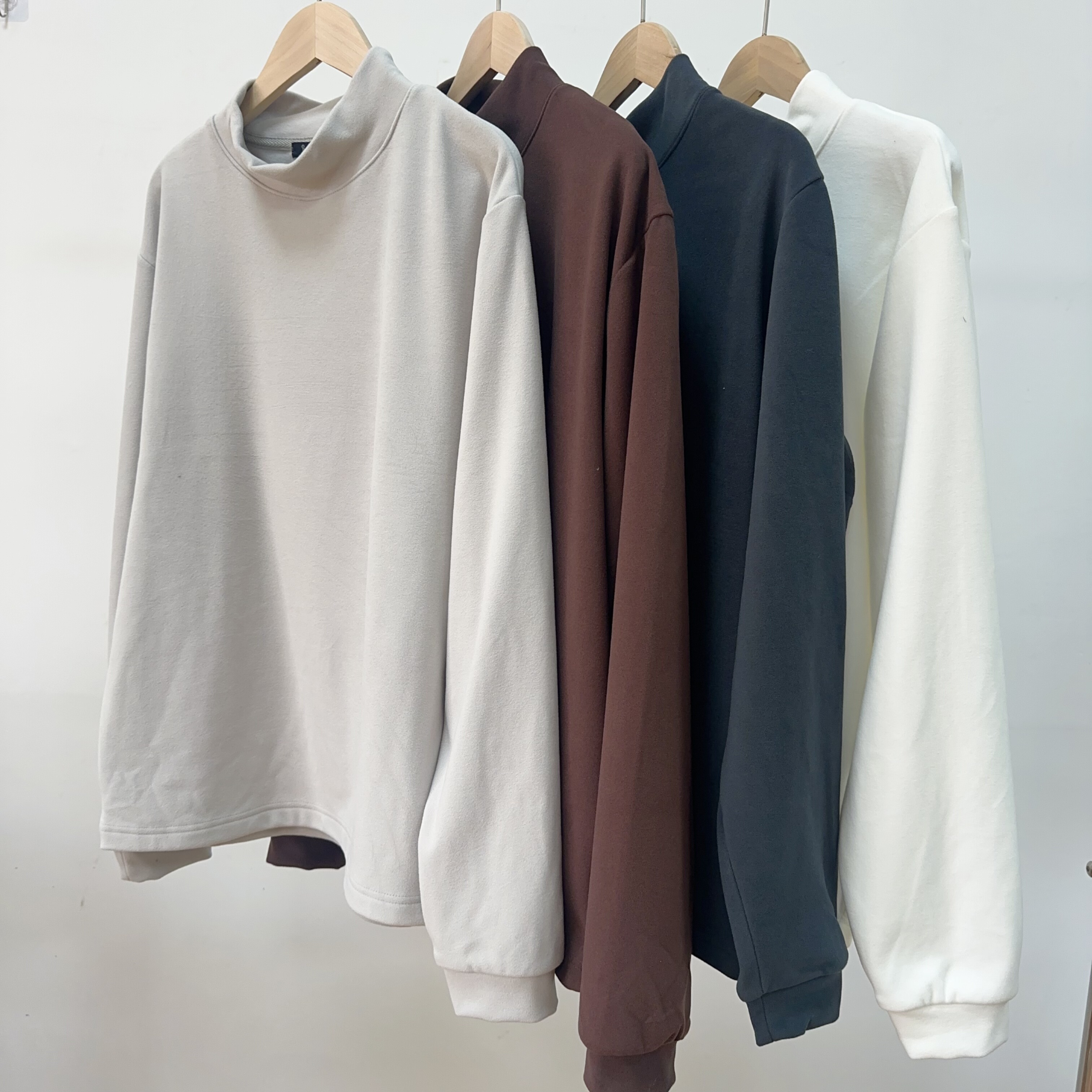 日单秋冬新款男女半高领打底衫长袖T恤上衣德绒双面绒有重量感