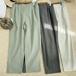 裤 2025日单春夏季 女宽松高腰显瘦松紧腰西装 纯棉休闲裤 新款