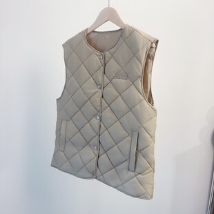 日单女士秋冬新款 绗缝保暖夹棉防风防水马甲背心外套