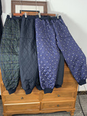 保暖裤 冬季 加绒休闲裤 秋冬女士松紧腰菱形格绗缝棉裤 厚实 棉裤