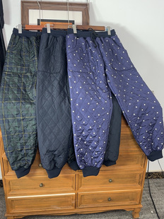 冬季棉裤秋冬女士松紧腰菱形格绗缝棉裤加绒休闲裤保暖裤厚实