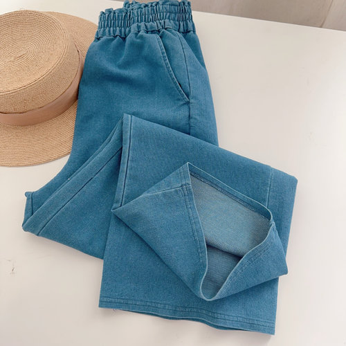 外贸原D日单女款软牛仔宽松休闲百搭直筒裤长裤水洗柔软高腰裤