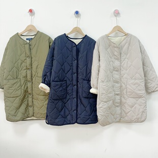 様丘制物女士秋冬绗缝保暖夹棉防风防泼水棉服外套棉衣袖 子加绒