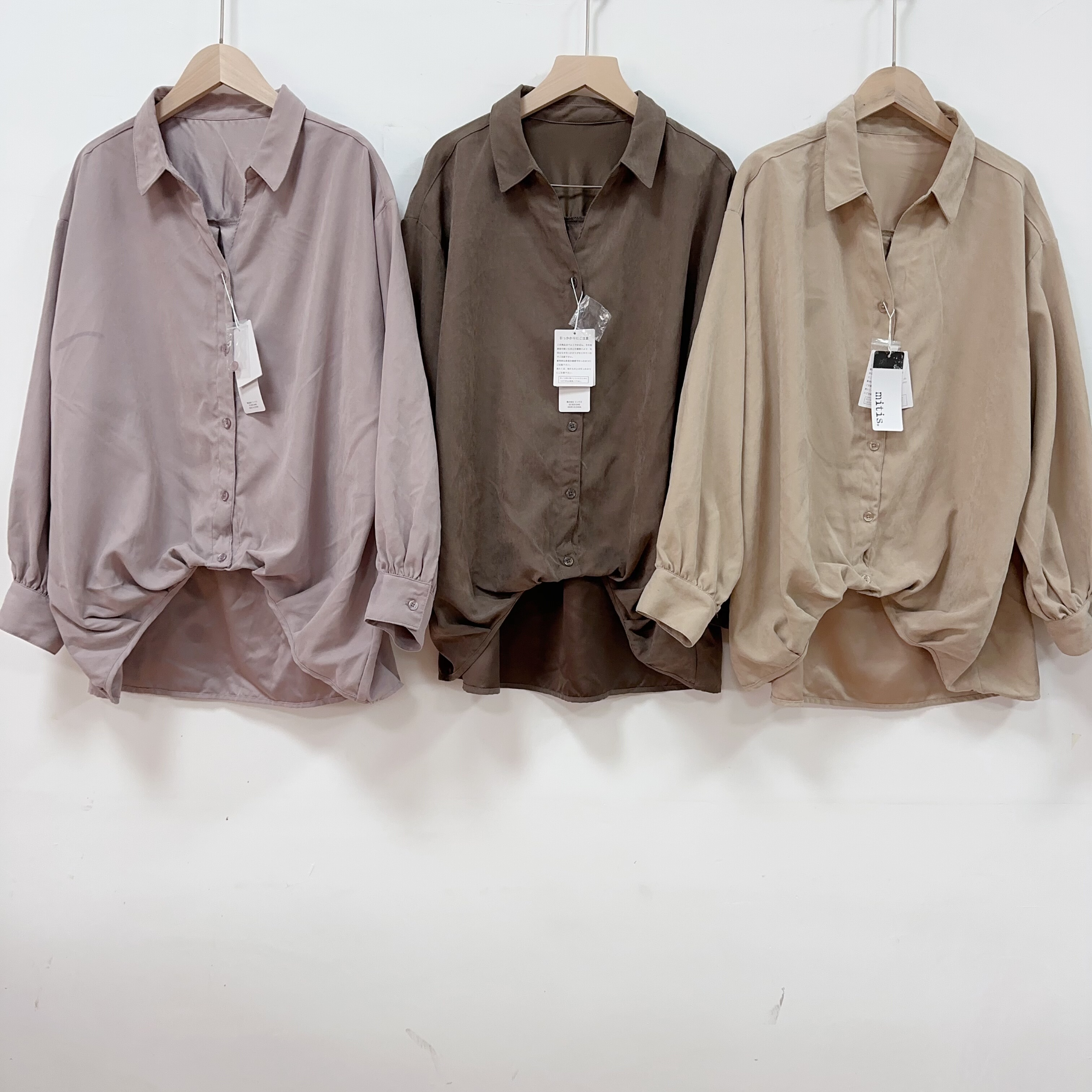 日单新款客供料V领单排扣宽松显瘦女气质长袖衬衫