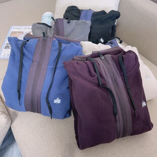 日单秋冬新款摇粒绒连帽卫衣男女宽松休闲百搭上衣外套