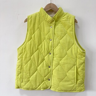 断色清!保暖秋冬季马甲加厚背心加绒纯棉灯芯绒亮色保暖护颈护肩