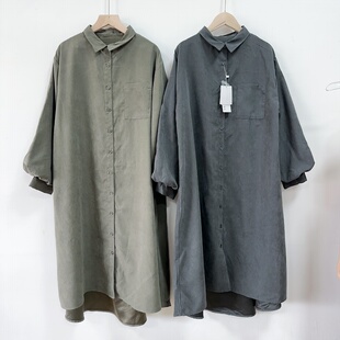 瑕疵品日单长款 宽松裙子 翻领连衣裙休闲长裙