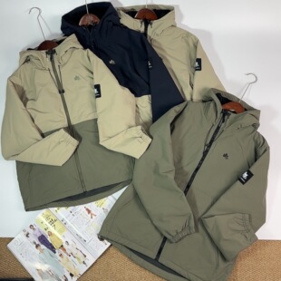 日单秋冬新款连帽防风工装加绒外套冲锋衣休闲百搭上衣