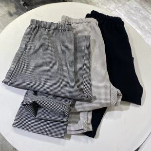 薄而不透松紧腰裤 休闲长裤 子 日单泡泡棉舒适家居裤 清