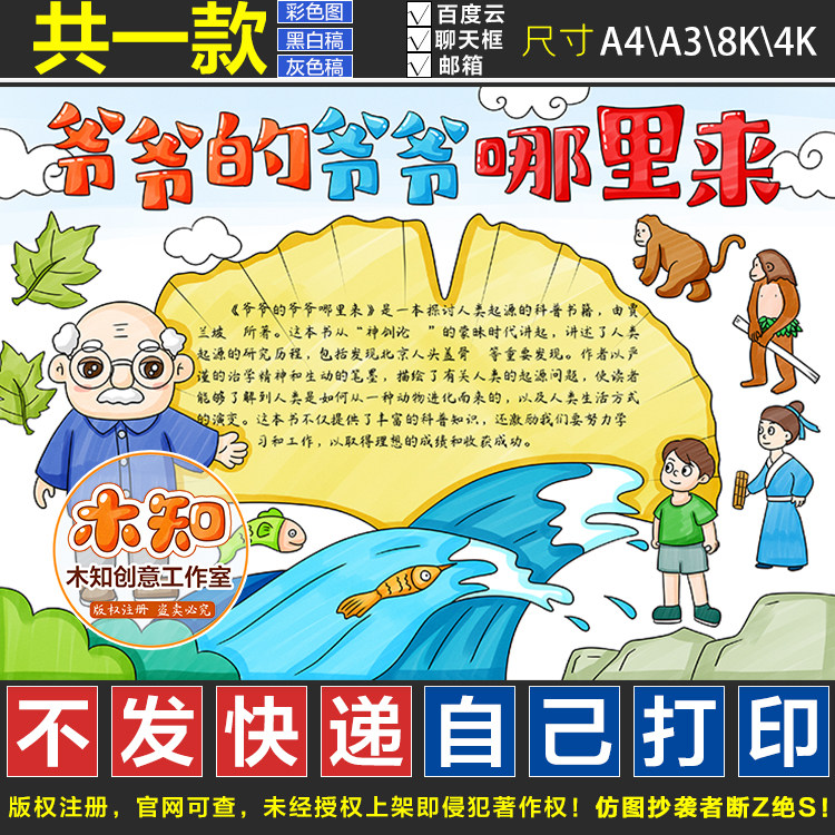 882号爷爷的爷爷哪里来手抄报四年级必读课外人类起源的演化过程