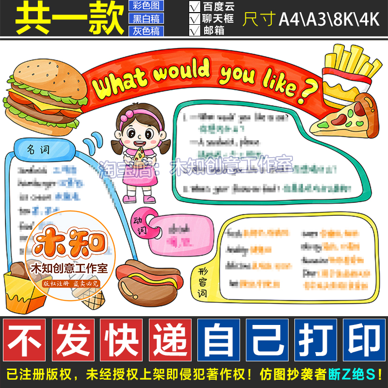 946号What would you like手抄报人教版英语五年级上册第三单元报