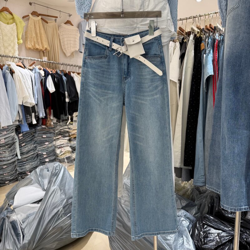 26春季薄款小个子微喇九分牛仔裤女弹力显瘦修身百搭直筒裤90268