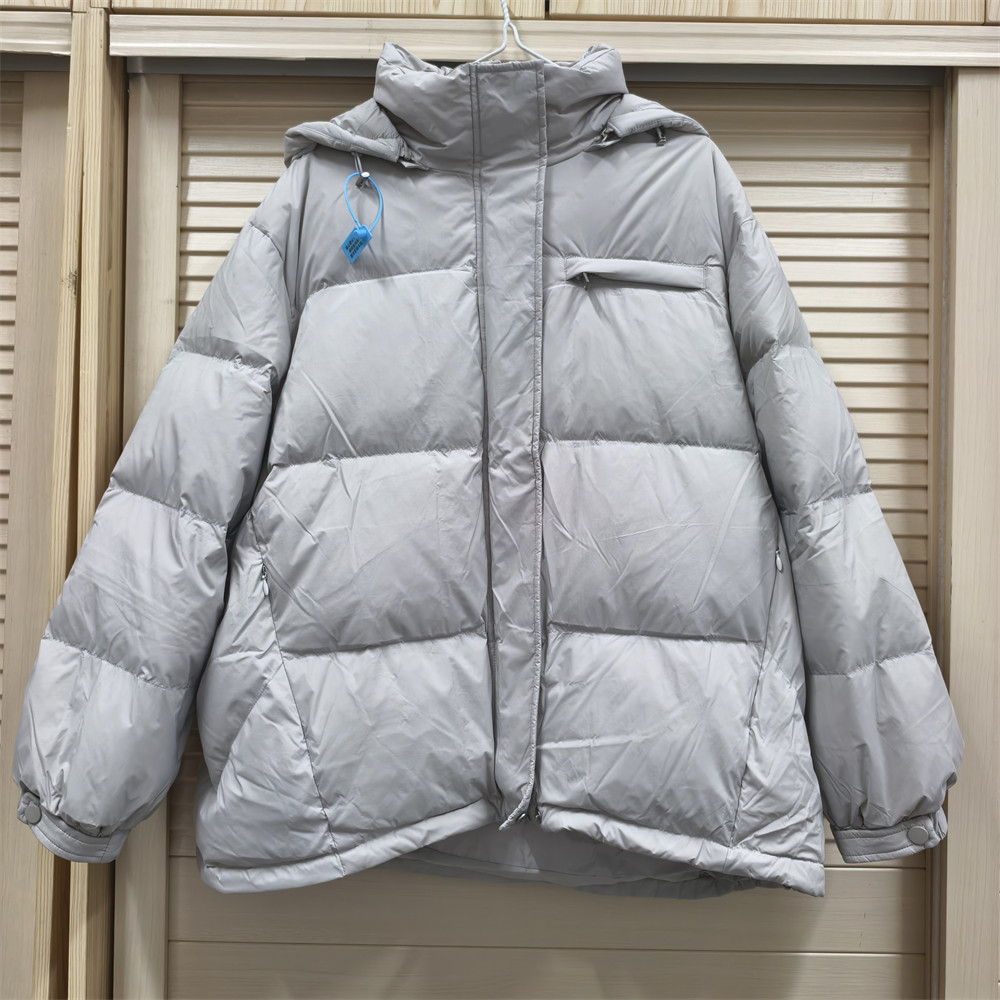 韩版90白鸭绒连帽短款羽绒服男女同款灰色面包服冬季加厚保暖外套