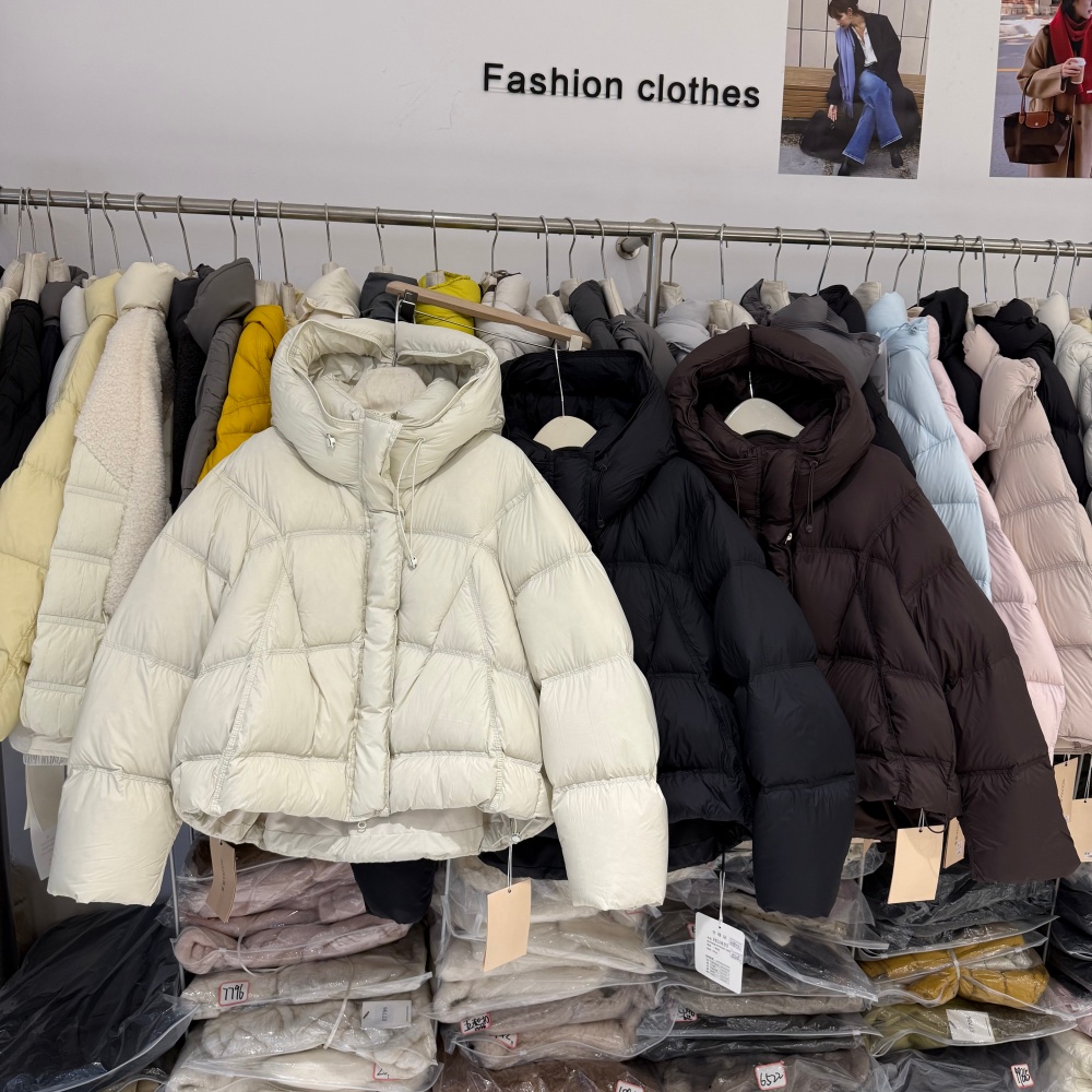 90白鸭绒冬季休闲宽松连帽羽绒服韩系简约百搭短款保暖外套25822