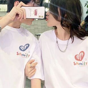 情侣装夏装2023新款潮流小众设计感网红短袖t恤时尚个性男女半袖