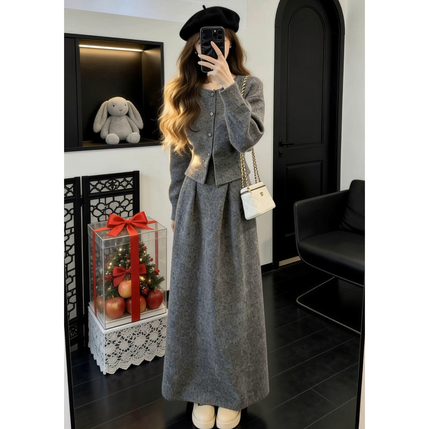 法式气质针织连衣裙子女秋冬季2026年新款韩系巨好看两件套装长裙