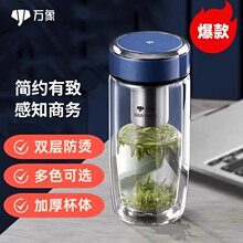 万象双层玻璃杯鹅蛋杯水杯男高档车载办公泡茶口杯茶杯子隔热防烫