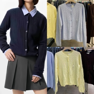 柜149！女装纽花圆领针织开衫/毛衣外套空调衫通勤秋冬新款488123