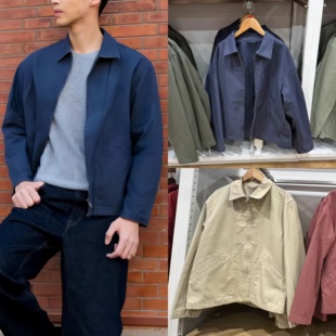 柜349！春季男女装休闲拉链翻领茄克外套纯棉休闲纯色夹克484249