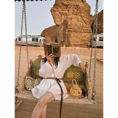 MOERSHOP v领苎麻宽松上衣两件套 套装 浪漫创造者AB料度假衬衫 短裤