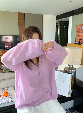 MOERSHOP 春日缤纷 彩色慵懒羊毛薄毛衣女春秋新款纯色套头针织衫