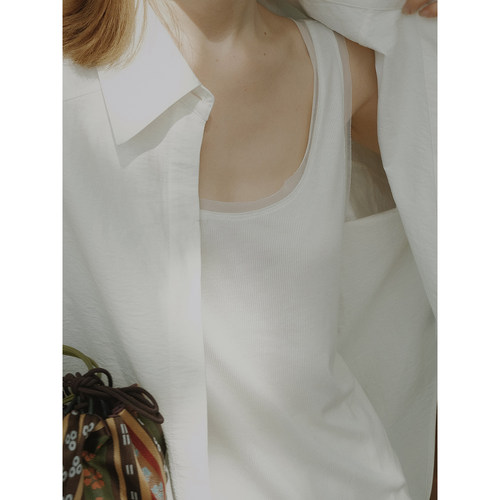 MOERSHOP“淇焊在身上的”百穿不厌拼纱莱赛尔宽松夏蕾丝工字背心