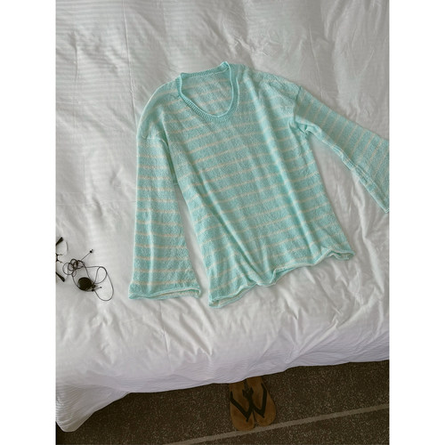 MOERSHOP “显白得直发光”麻圈防晒麻爽毛织T恤呼吸感长袖上衣女