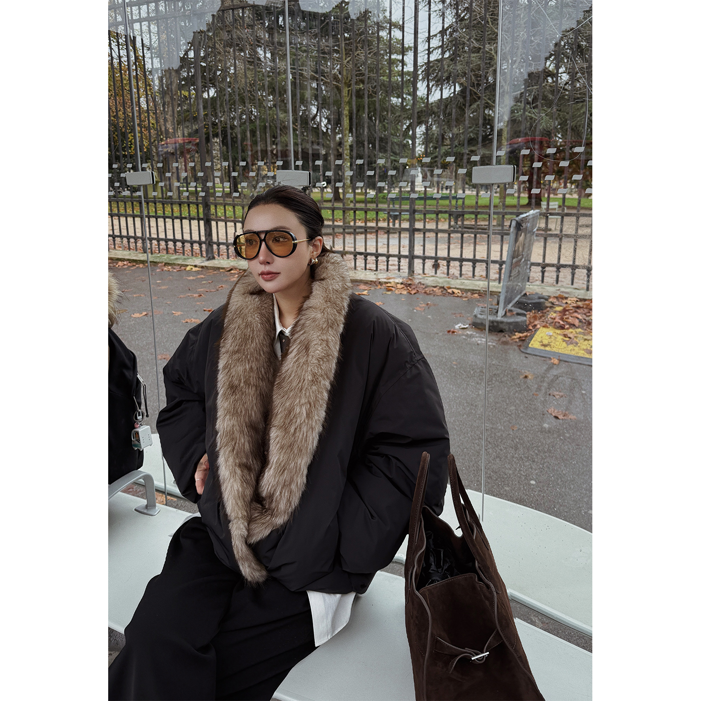 MOERSHOP 双12新品 御寒系列可拆卸环保狼毛机车派克羽绒服