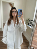 腔调理念 复古麻棉白竖条纹大袖 子衬衫 MOERSHOP 女拼接长袖 上衣