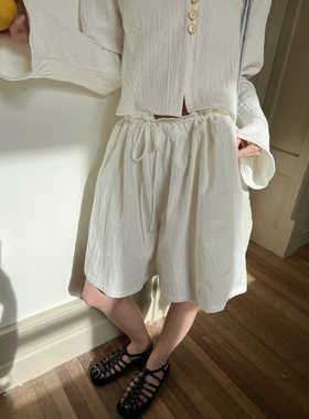 MOERSHOP Summerholiday  夏季凉感抽绳宽松短裤女薄款休闲阔腿裤
