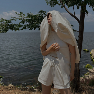 时髦精double 套装 kill 无领卫衣休闲短裤 女夏 原创长袖 MOERSHOP