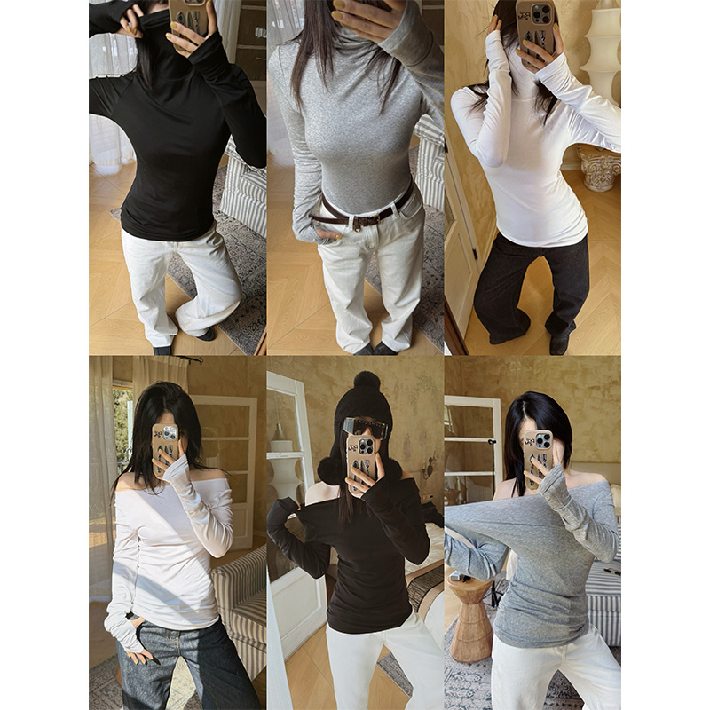 MOERSHOP  “打底家族”小蛮腰高弹套手打底衫长袖内搭t恤罩衫女