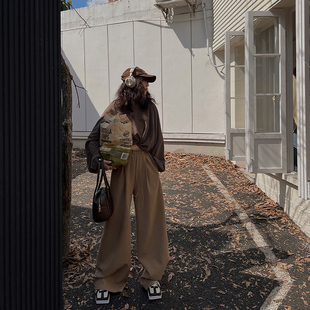 Normcore 拖地裤 style 女春2022年新款 松紧腰阔腿运动裤 MOERSHOP