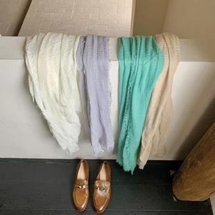 Moershop 四色麻棉感多功能披肩秋季围脖百搭高级感薄款飘带围巾