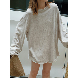 松弛撞色春款 MOERSHOP 法式 子领子小巧思 宽松防晒大T恤上衣 袖