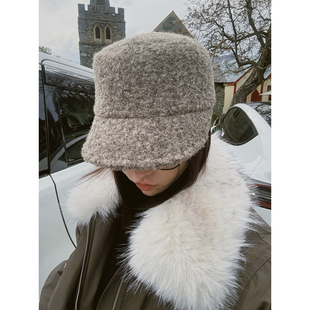 MOERSHOP 优雅精速成 配饰系列时髦粗粒感宽帽檐羊毛帽复古帽子