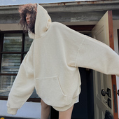 MOERSHOP 高级感休闲外套 白色重磅连帽卫衣女2023秋季 慵懒 节奏