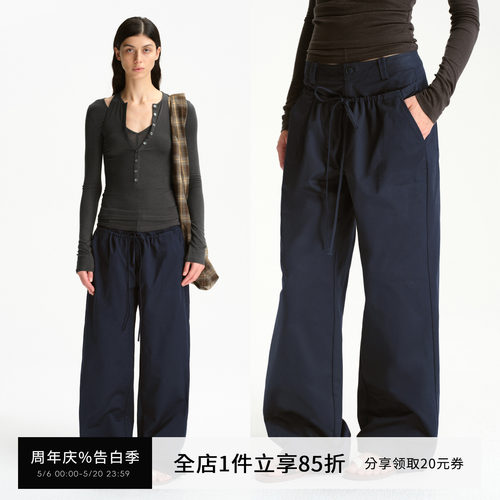 SMIIILE低腰阔腿裤女夏新款