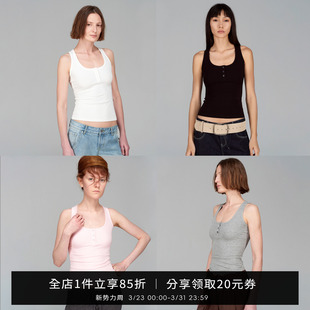 外穿内搭上衣无袖 SMIIILE修身 显瘦弹力U型领工字背心女吊带夏新款