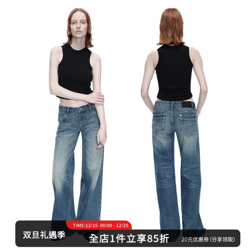 SMIIILE复古松弛感阔腿牛仔裤女