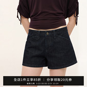 子 女斜插袋a字热裤 SMIIILE夏季 纯棉宽松直筒赤耳原牛色牛仔超短裤