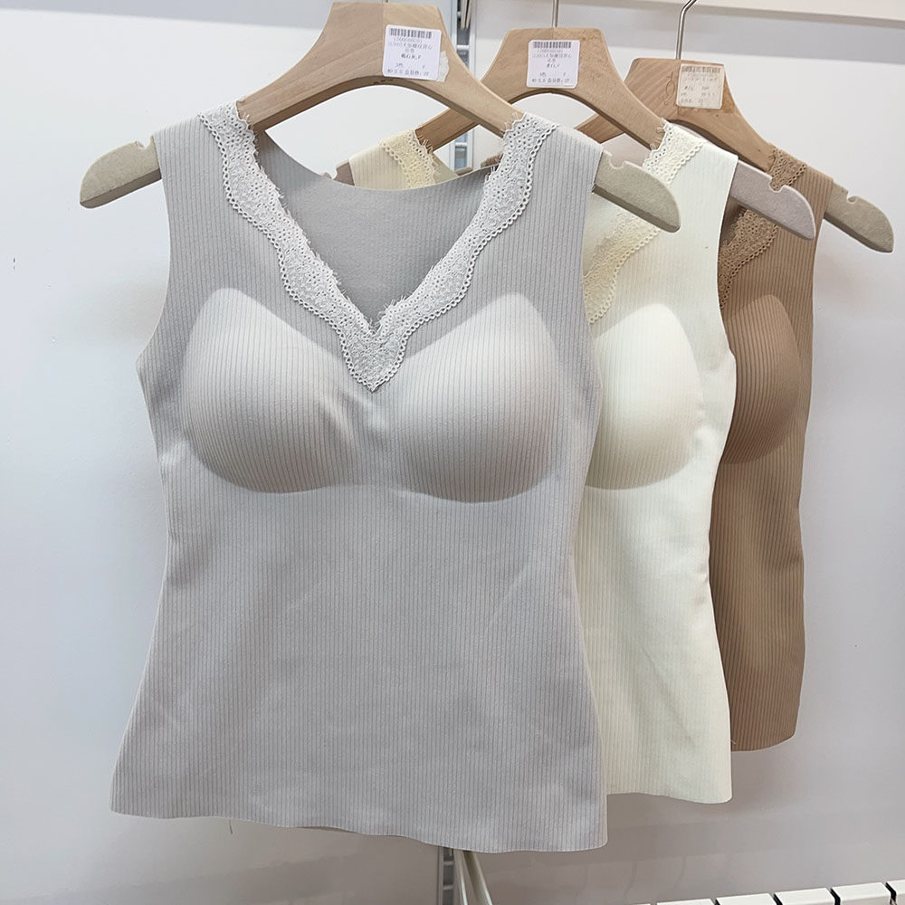 新品贴片蕾丝边保暖背心女秋冬季带胸垫修身发热内衣打底吊带上衣,女士内衣/男士内衣/家居服,保暖背心,淘宝优惠券,粉丝福利购,淘宝优惠卷
