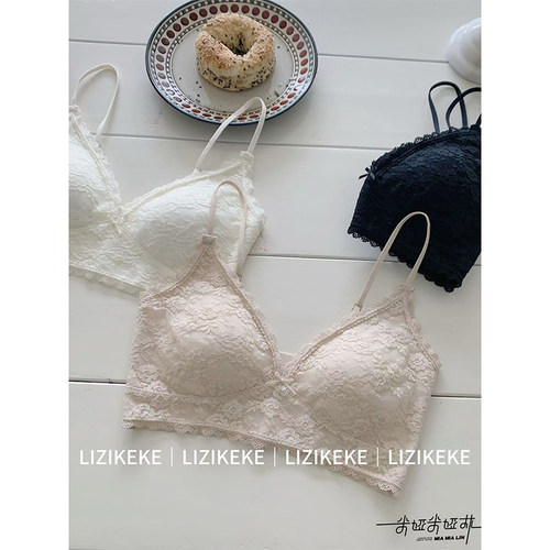 无钢圈文胸罩法式蕾丝复古网纱