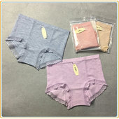 4条 花边裆部舒适短裤 包邮 古妃16008女士彩纱棉中高腰三角内裤