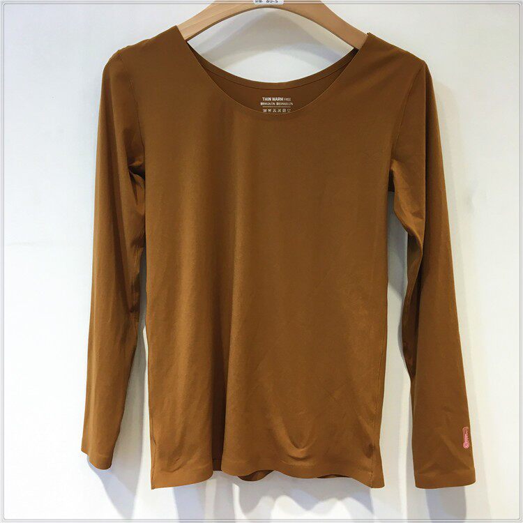 GU FEIS NEW ULTRA-THIN 37 DEGREE CONSTANT TEMPERATURE HEATING BASE SHIRT CLOSE-FITTING BEAUTY MASK CLOTHING WOMENS WINTER SEAMLESS AUTUMN CLOTHES TOP