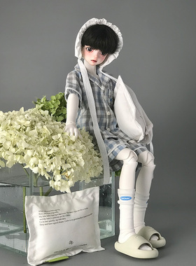 【现货掉落】bjd娃衣4分摇篮曲睡衣套装格子睡衣小清新睡衣抱枕