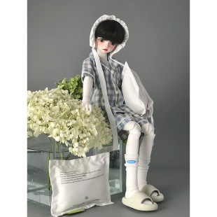 【现货掉落】bjd娃衣4分摇篮曲睡衣套装格子睡衣小清新睡衣抱枕