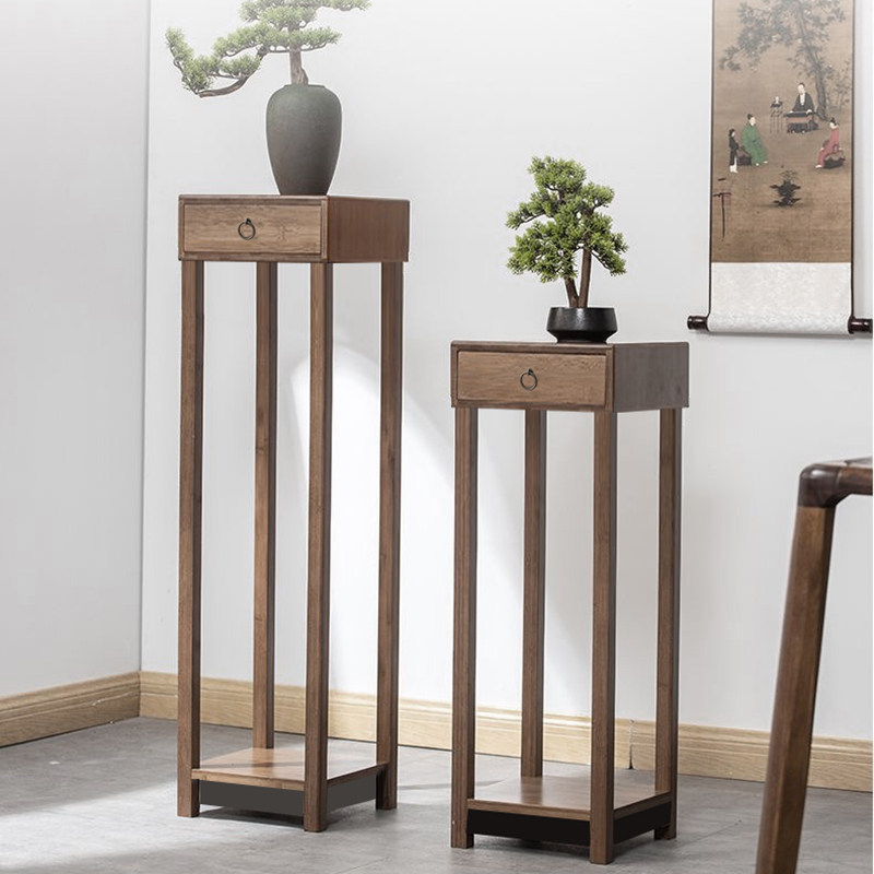 花架置物架中式实木棍室内落地式新中式花盆竹仿古客厅吊兰花架子